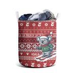 Australia Christmas In July Laundry Basket Koala Santa Skiing Red Color