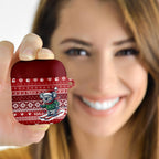 Australia Christmas In July AirPods Case Koala Santa Skiing Red Color