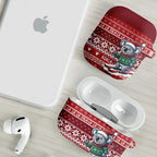 Australia Christmas In July AirPods Case Koala Santa Skiing Red Color