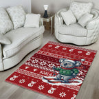 Australia Christmas In July Area Rug Koala Santa Skiing Red Color