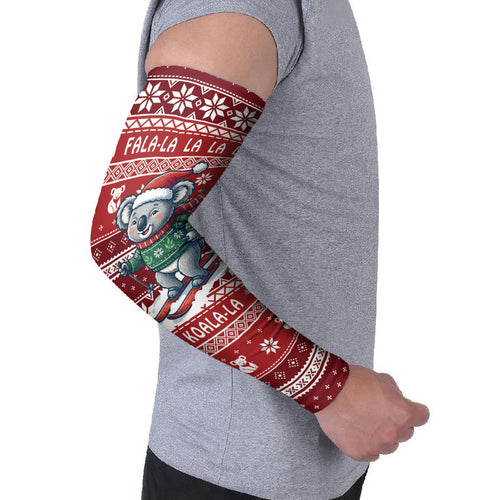 Australia Christmas In July Arm Sleeves Koala Santa Skiing Red Color