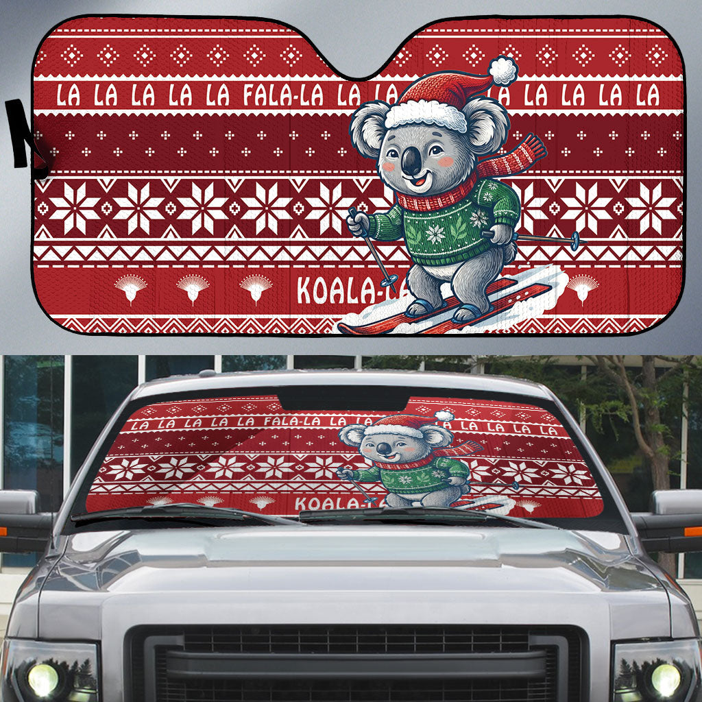 Australia Christmas In July Auto Sun Shade Koala Santa Skiing Red Color