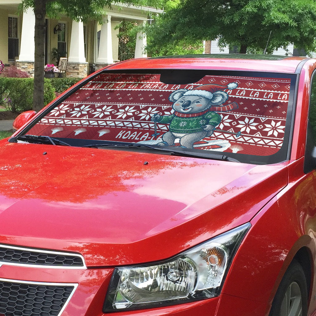 Australia Christmas In July Auto Sun Shade Koala Santa Skiing Red Color