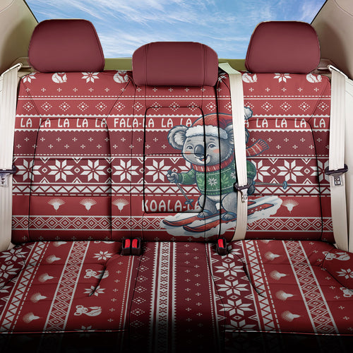 Australia Christmas In July Back Car Seat Cover Koala Santa Skiing Red Color