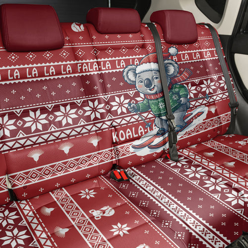 Australia Christmas In July Back Car Seat Cover Koala Santa Skiing Red Color