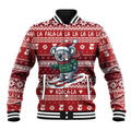 Australia Christmas In July Baseball Jacket Koala Santa Skiing Red Color