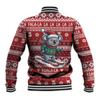 Australia Christmas In July Baseball Jacket Koala Santa Skiing Red Color