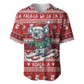 Australia Christmas In July Baseball Jersey Koala Santa Skiing Red Color