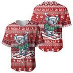 Australia Christmas In July Baseball Jersey Koala Santa Skiing Red Color