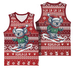 Australia Christmas In July Basketball Jersey Koala Santa Skiing Red Color