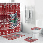 Australia Christmas In July Bathroom Set Koala Santa Skiing Red Color