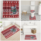 Australia Christmas In July Bathroom Set Koala Santa Skiing Red Color