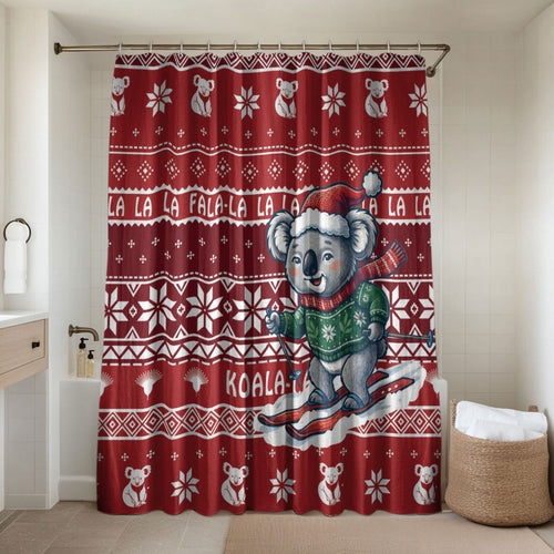 Australia Christmas In July Bathroom Set Koala Santa Skiing Red Color