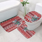 Australia Christmas In July Bathroom Set Koala Santa Skiing Red Color