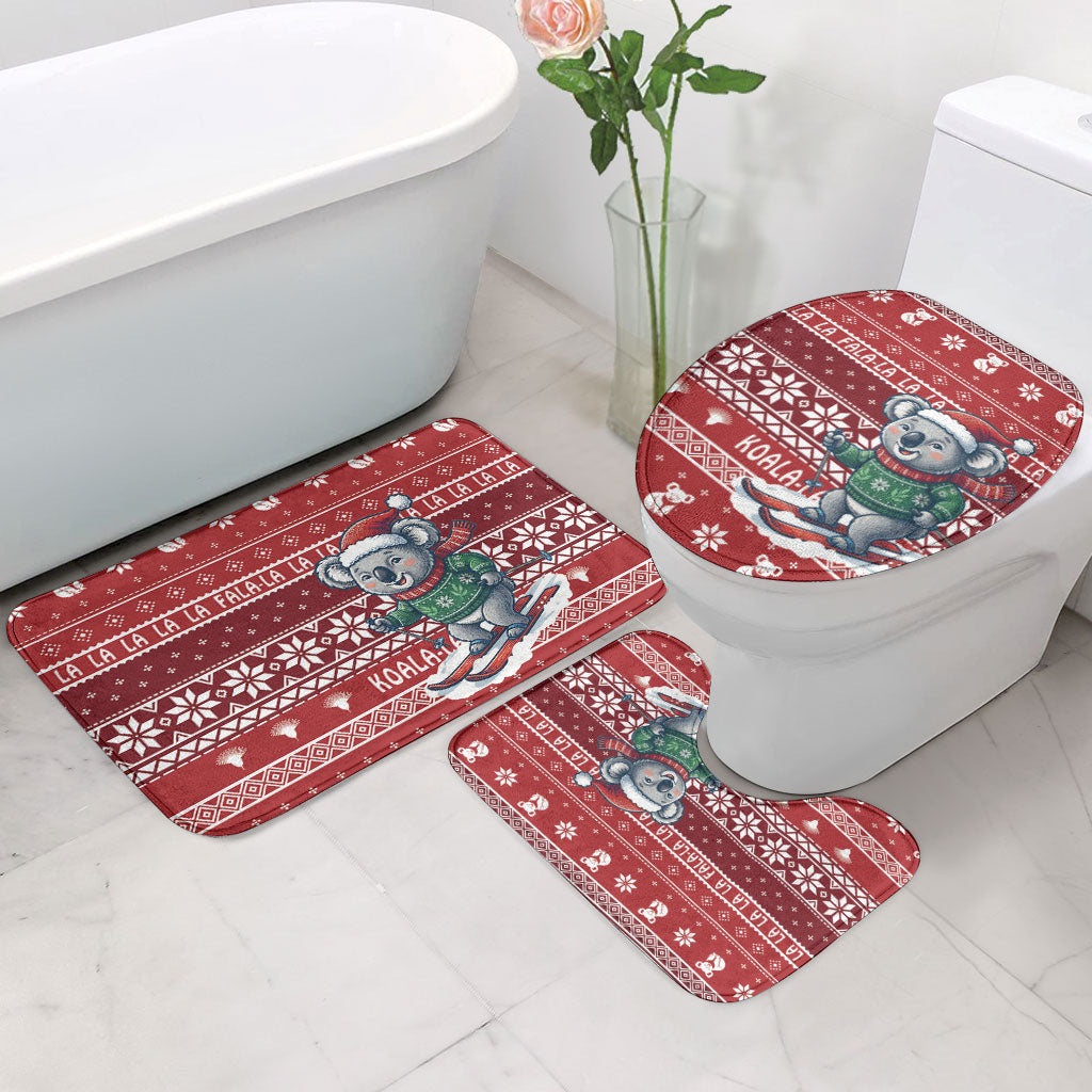 Australia Christmas In July Bathroom Set Koala Santa Skiing Red Color