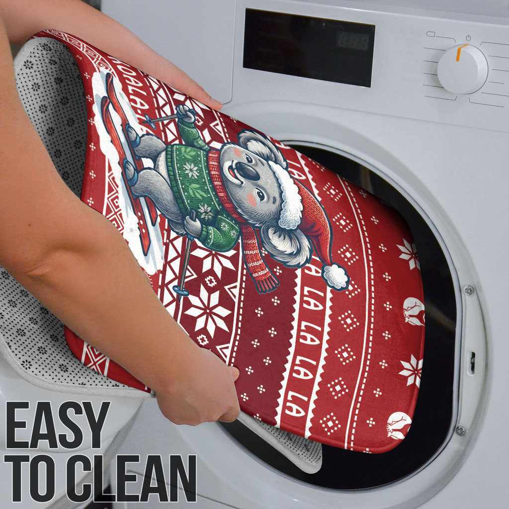 Australia Christmas In July Bathroom Set Koala Santa Skiing Red Color