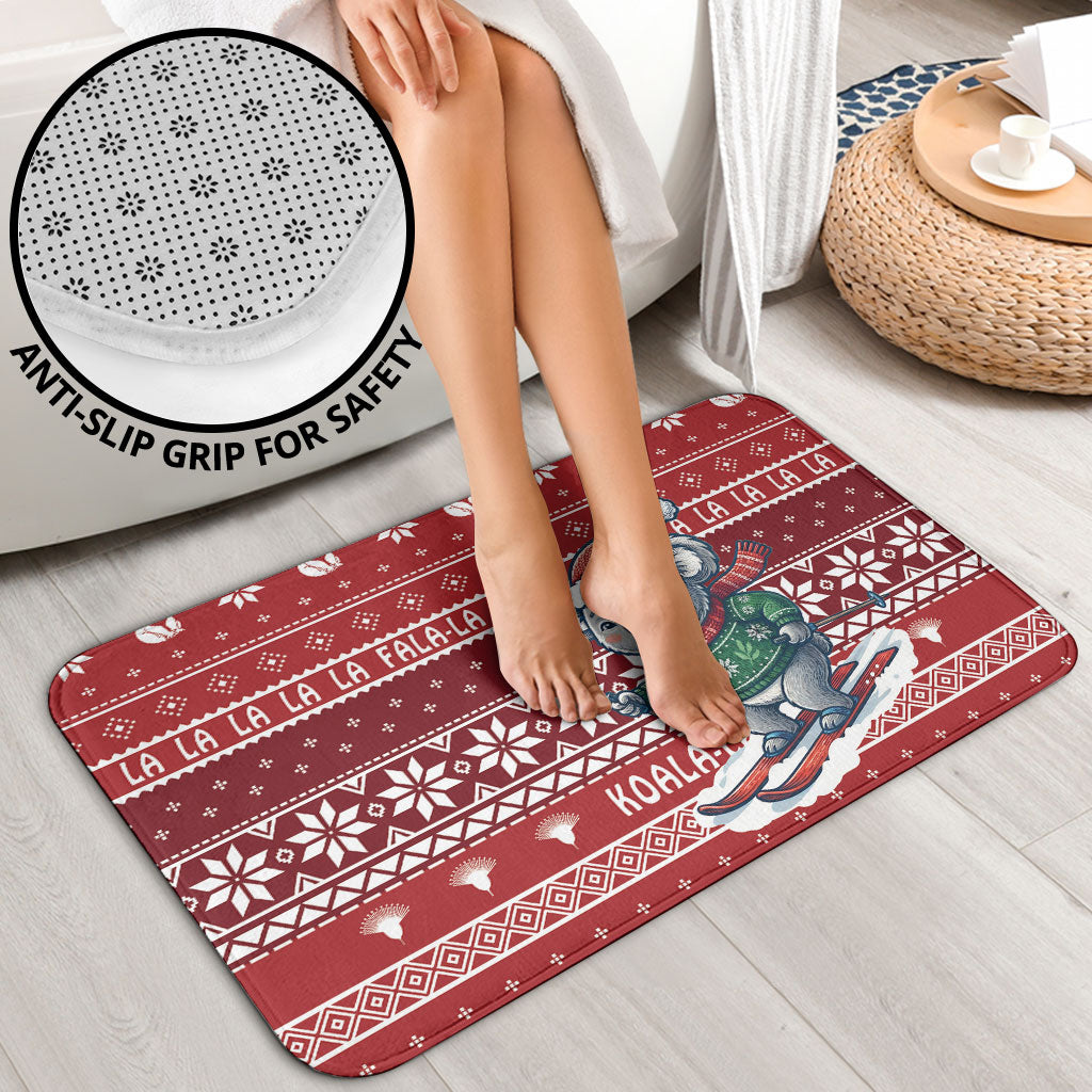 Australia Christmas In July Bathroom Set Koala Santa Skiing Red Color