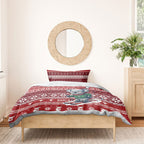 Australia Christmas In July Bedding Set Koala Santa Skiing Red Color