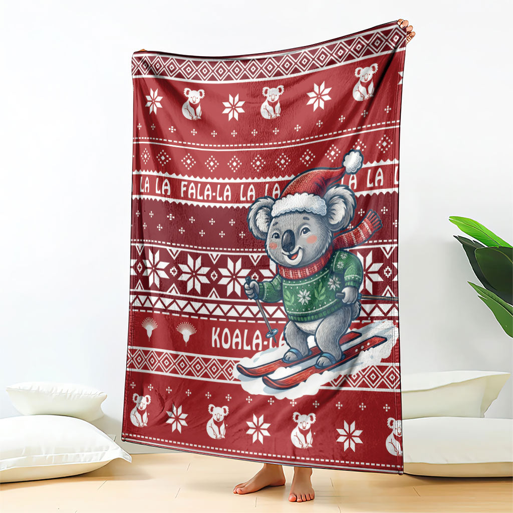 Australia Christmas In July Blanket Koala Santa Skiing Red Color