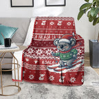 Australia Christmas In July Blanket Koala Santa Skiing Red Color
