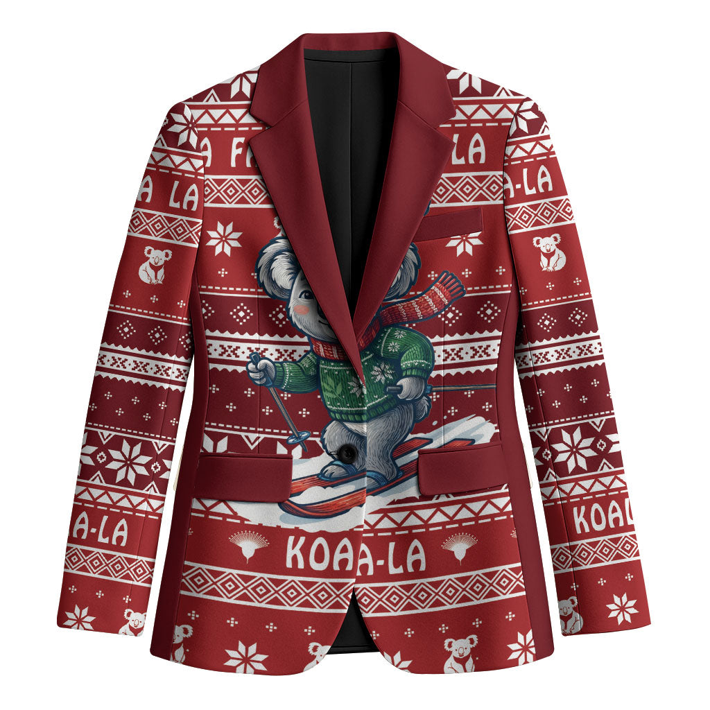 Australia Christmas In July Blazer Koala Santa Skiing Red Color