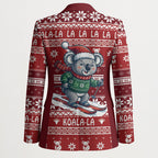 Australia Christmas In July Blazer Koala Santa Skiing Red Color