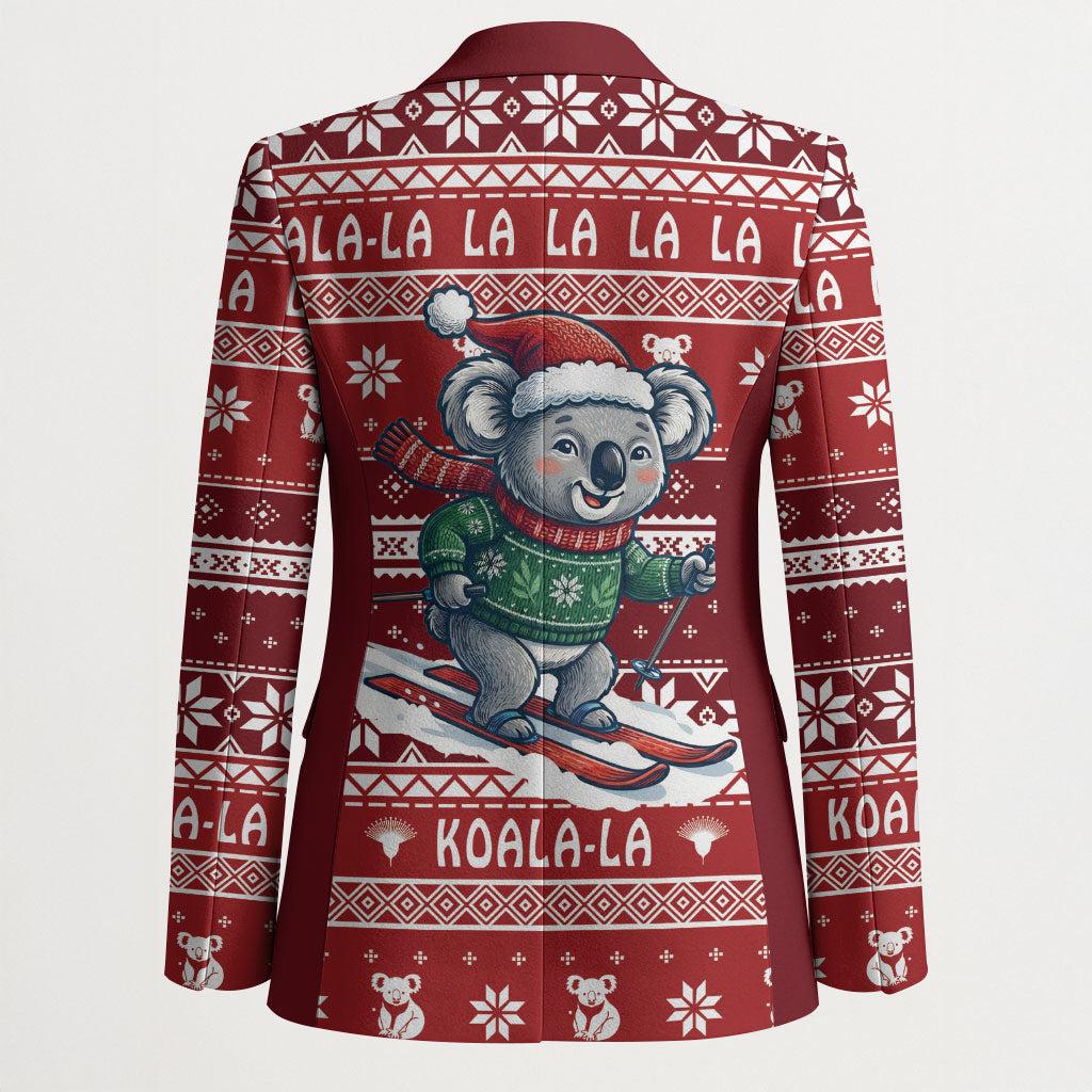 Australia Christmas In July Blazer Koala Santa Skiing Red Color