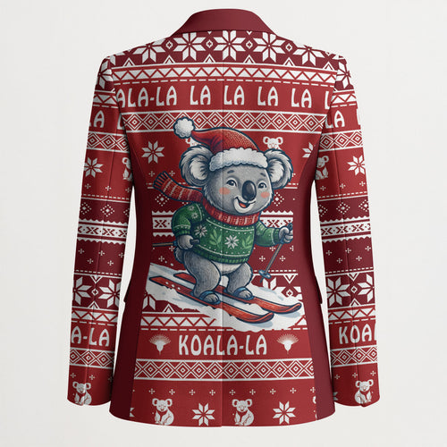 Australia Christmas In July Blazer Koala Santa Skiing Red Color