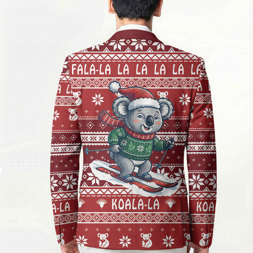 Australia Christmas In July Blazer Koala Santa Skiing Red Color