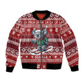 Australia Christmas In July Bomber Jacket Koala Santa Skiing Red Color