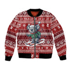 Australia Christmas In July Bomber Jacket Koala Santa Skiing Red Color