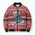 Australia Christmas In July Bomber Puffer Jacket Koala Santa Skiing Red Color