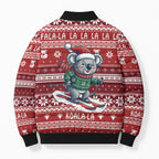 Australia Christmas In July Bomber Puffer Jacket Koala Santa Skiing Red Color