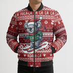 Australia Christmas In July Bomber Puffer Jacket Koala Santa Skiing Red Color