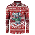 Australia Christmas In July Button Sweatshirt Koala Santa Skiing Red Color