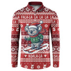 Australia Christmas In July Button Sweatshirt Koala Santa Skiing Red Color