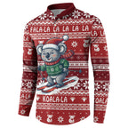 Australia Christmas In July Button Sweatshirt Koala Santa Skiing Red Color