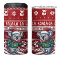 Australia Christmas In July 4 in 1 Can Cooler Tumbler Koala Santa Skiing Red Color