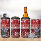 Australia Christmas In July 4 in 1 Can Cooler Tumbler Koala Santa Skiing Red Color