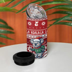 Australia Christmas In July 4 in 1 Can Cooler Tumbler Koala Santa Skiing Red Color