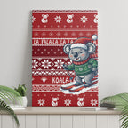 Australia Christmas In July Canvas Wall Art Koala Santa Skiing Red Color