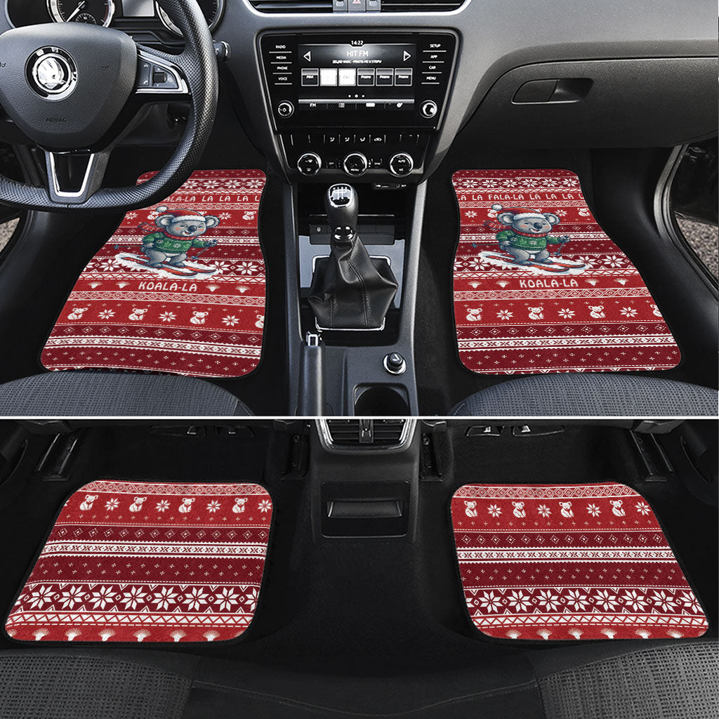 Australia Christmas In July Car Mats Koala Santa Skiing Red Color
