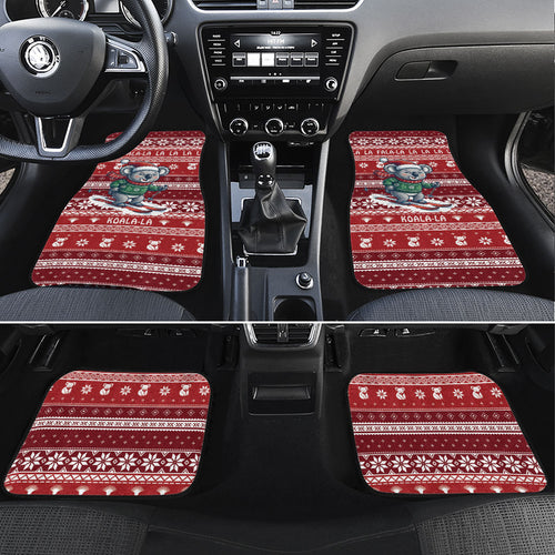 Australia Christmas In July Car Mats Koala Santa Skiing Red Color