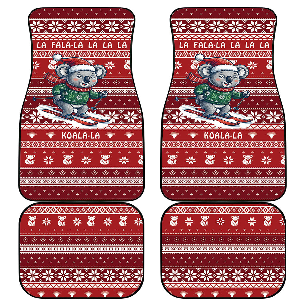 Australia Christmas In July Car Mats Koala Santa Skiing Red Color
