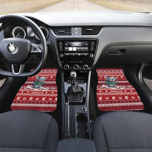 Australia Christmas In July Car Mats Koala Santa Skiing Red Color