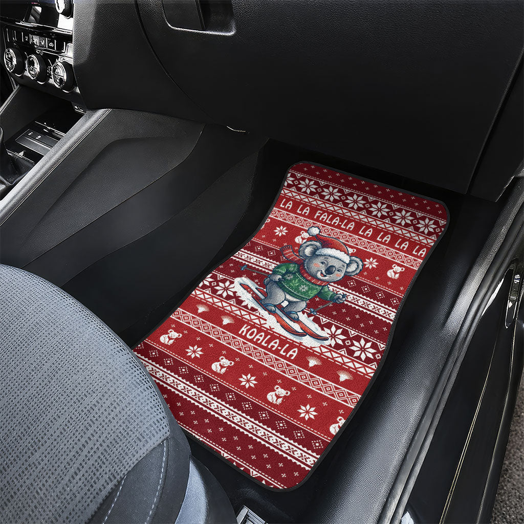 Australia Christmas In July Car Mats Koala Santa Skiing Red Color