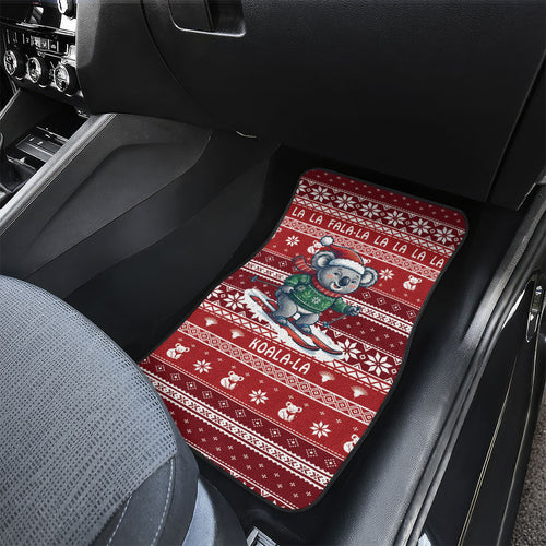 Australia Christmas In July Car Mats Koala Santa Skiing Red Color