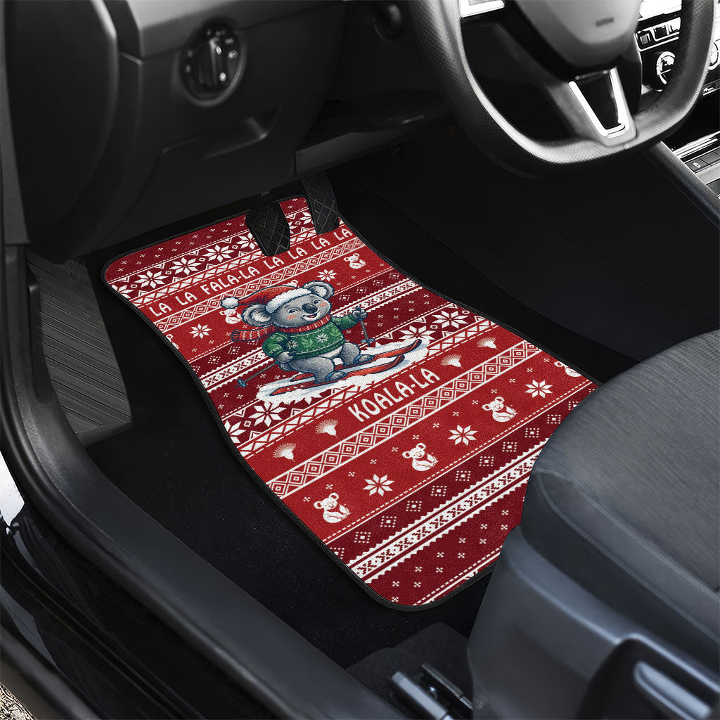 Australia Christmas In July Car Mats Koala Santa Skiing Red Color
