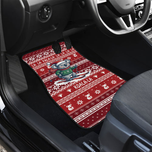 Australia Christmas In July Car Mats Koala Santa Skiing Red Color