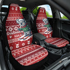Australia Christmas In July Car Seat Cover Koala Santa Skiing Red Color